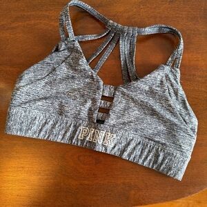 PINK Victoria's Secret Gray Sports Bra Strappy Design